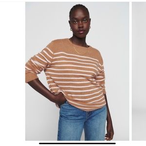 Reformation Cashmere Boyfriend Sweater Striped Camel Size XS